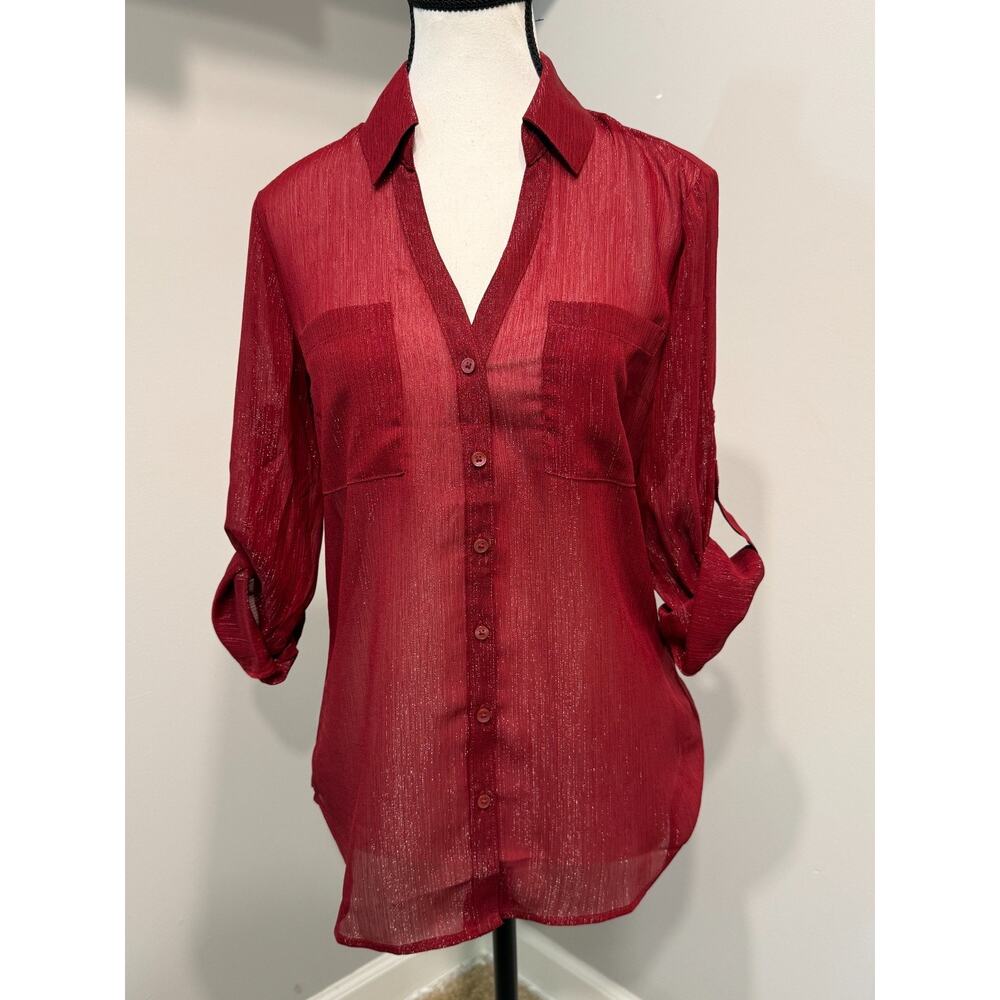 New Express Women's Size Small Button Down in Iridescent Red